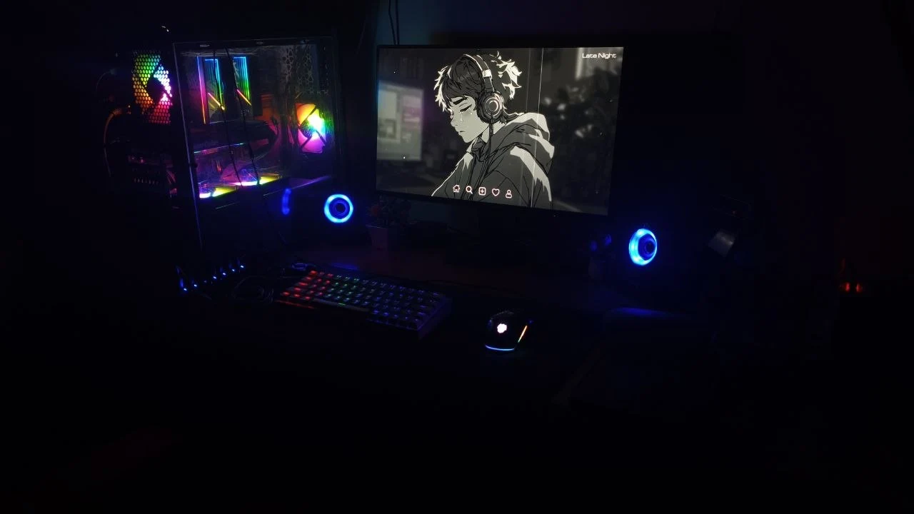 laptop with black background